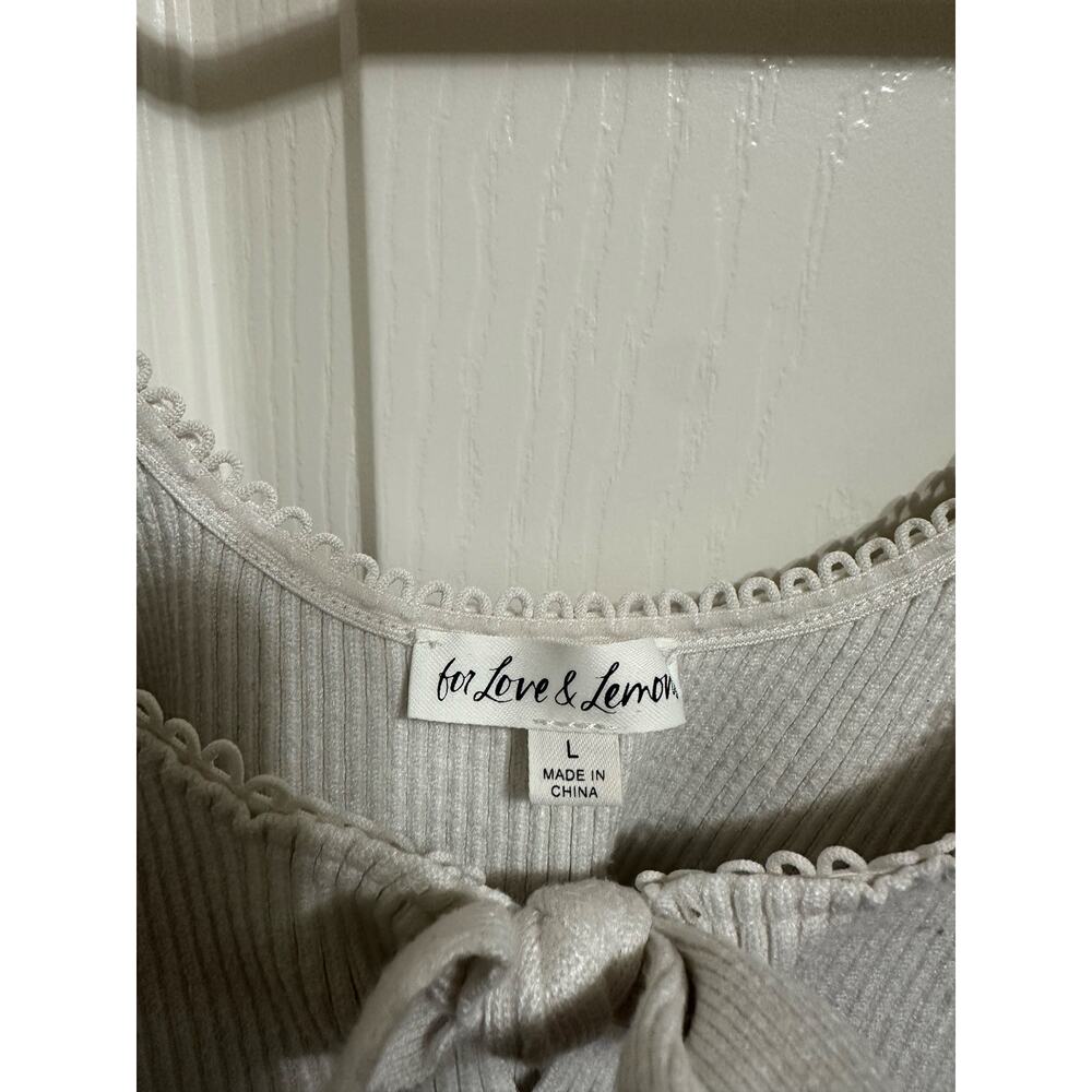For love‎ and lemons pointelle cream bow cropped top size Large - Picture 3 of 6
